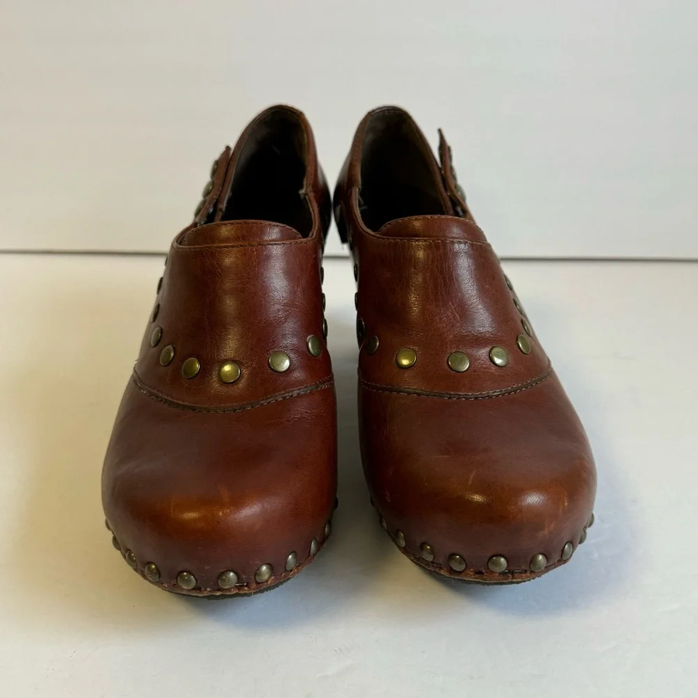 Dansko Ryder Clogs Brown Leather Comfort Shoes Studded Boho Womens 38 - Picture 3 of 10